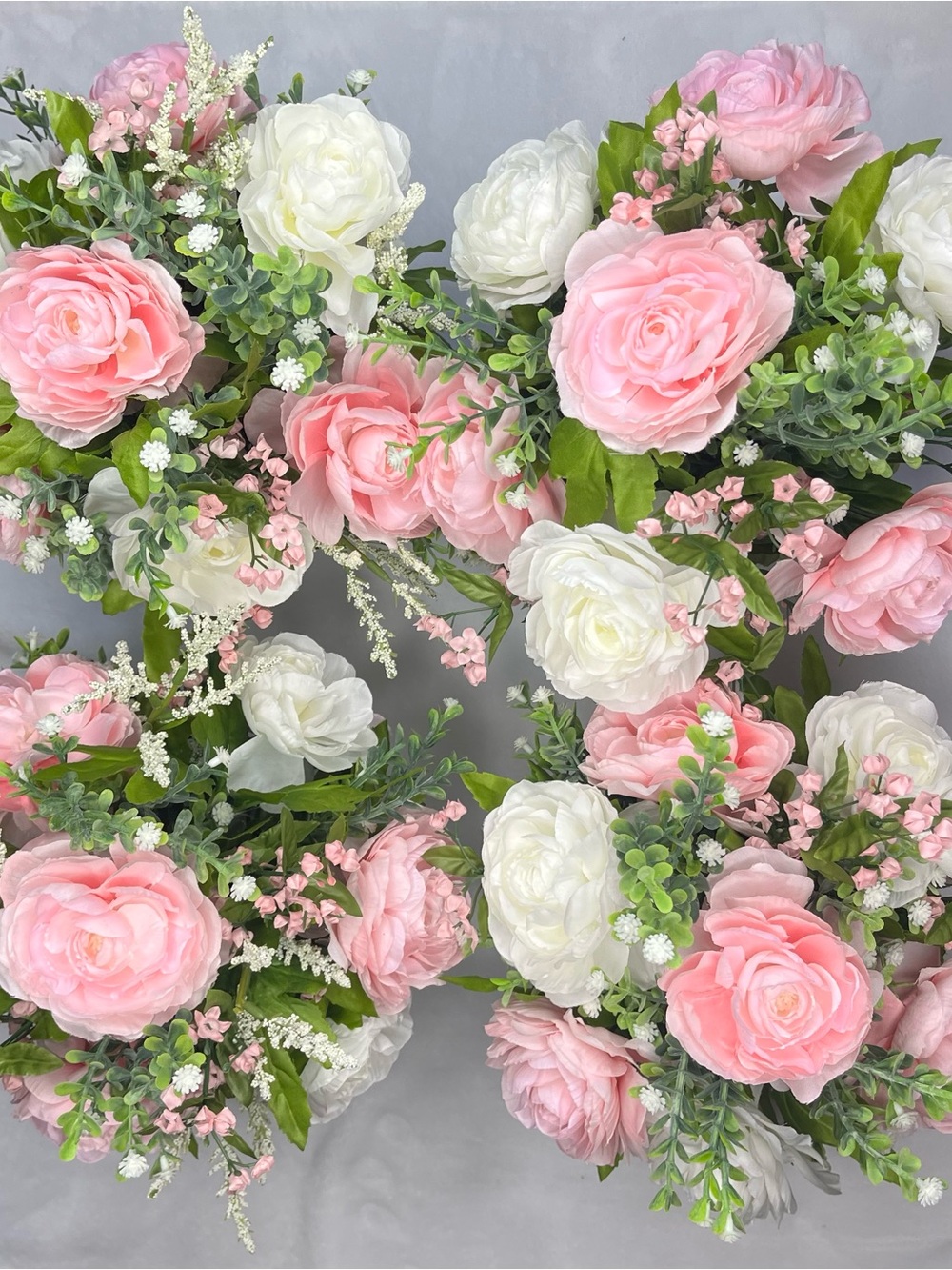 Pink & White Floral Arrangement - Set of 4